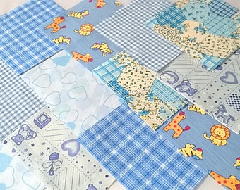 40 x Baby Boy 5" Fabric Patchwork Squares Pieces Charm Pack