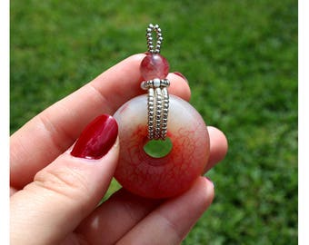 Agate Donut Pendant- Pink