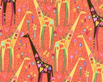 Michael Miller ORIGAMI OASIS Stand Tall Apricot Print Cotton Fabric 1/2 yard