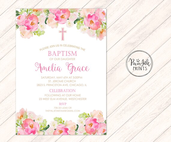 Baptism Invitation Girls Christening Invitation Pink Baptism Baptism Invitation Girls Christening Invitation Pink Baptism