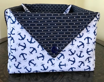 Anchors quilted fabric basket