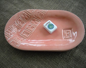 Mahjong Dish - Oriental Plate - Mahjong Snack Dish - Oriental Dish - Mahjong Plate - Mahjongg Gift - Mahjong Pottery