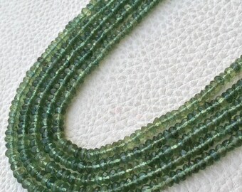 SUPER Super Finest Quality, Natural Green APATITE Faceted Roundells, Size 4mm Aprx.13 inch Long Strand