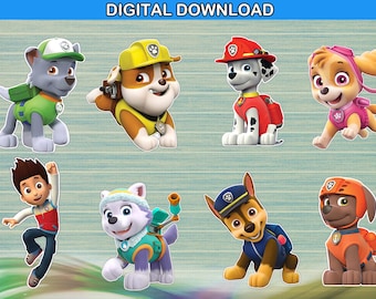 Paw patrol centerpiece - cake topper double sided birthday decoration - instant download YOU PRINT