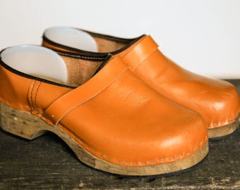 Vintage Leather Clogs | Handmade Wood Leather Clogs | Leather Clog Shoes | Boho Clogs | Burning Man Clogs | Hippie Clogs | Swedish Clogs