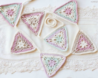 CROCHET PATTERN - Vintage Candy Shop Bunting, Crocheted Garland