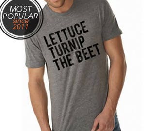 Lettuce turnip the beet ® OFFICIAL SITE - classic heather grey track tee with logo - seen in Modern Farmer magazine - funny, crossfit, gym