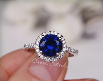 Blue Sapphire Ring Sapphire Engagement Ring Wedding Ring 925 Sterling Silver Ring Anniversary Ring Promise Ring