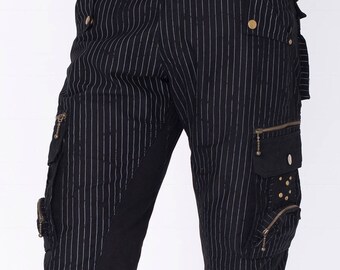 BLACK Steampunk, grunge Festival pants , burning man shorts, gothic shorts, alternative clothing, Psytrance shorts, Funky shorts, Cyberpunk,