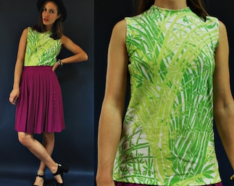 sale 1970s Bamboo Print Naturalist Top