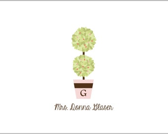 Personalized Topiary Folded Note Cards- set of 10