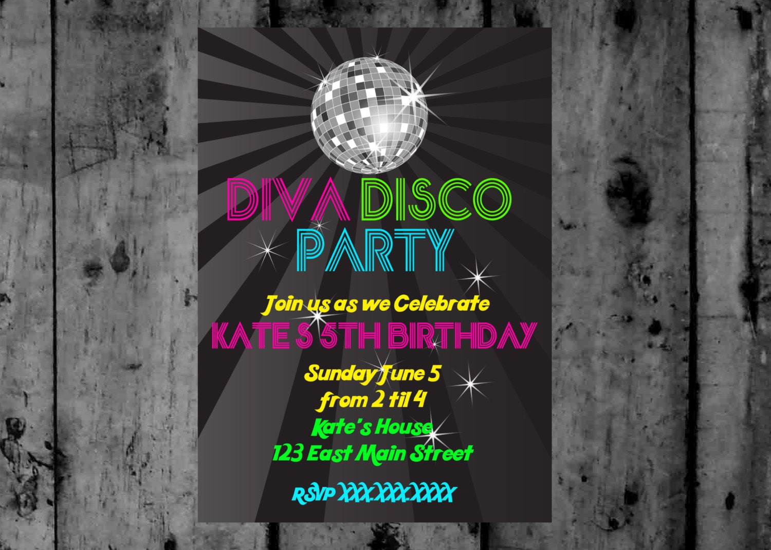 Disco Ball Diva Birthday Printable Invitation