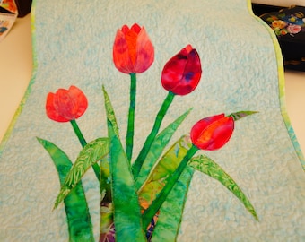 Handmade fiber art/quilting/--tulips-customized products
