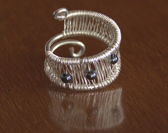 Ring wire wrap silver & copper