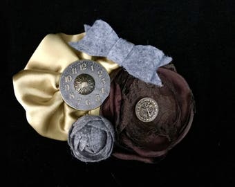 Bronze and Gold Steampunk Fascinator- Steampunk Wedding Fascinator- Steampunk Hat- Steampunk Costume- Steampunk Fairy- Flower Fascinator