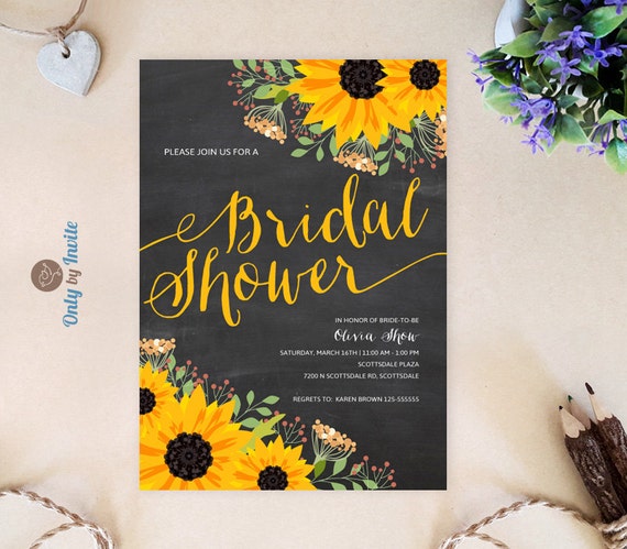 chalkboard sunflower bridal shower invitation printed on create e invitations free