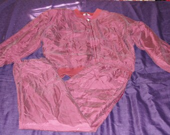 Vintage 1980s - Sandwashed Silk Matching Track Suit Size Medium