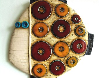 Fish- Handmade ceramic tile,Fine Art Ceramics,Ceramic sculpture