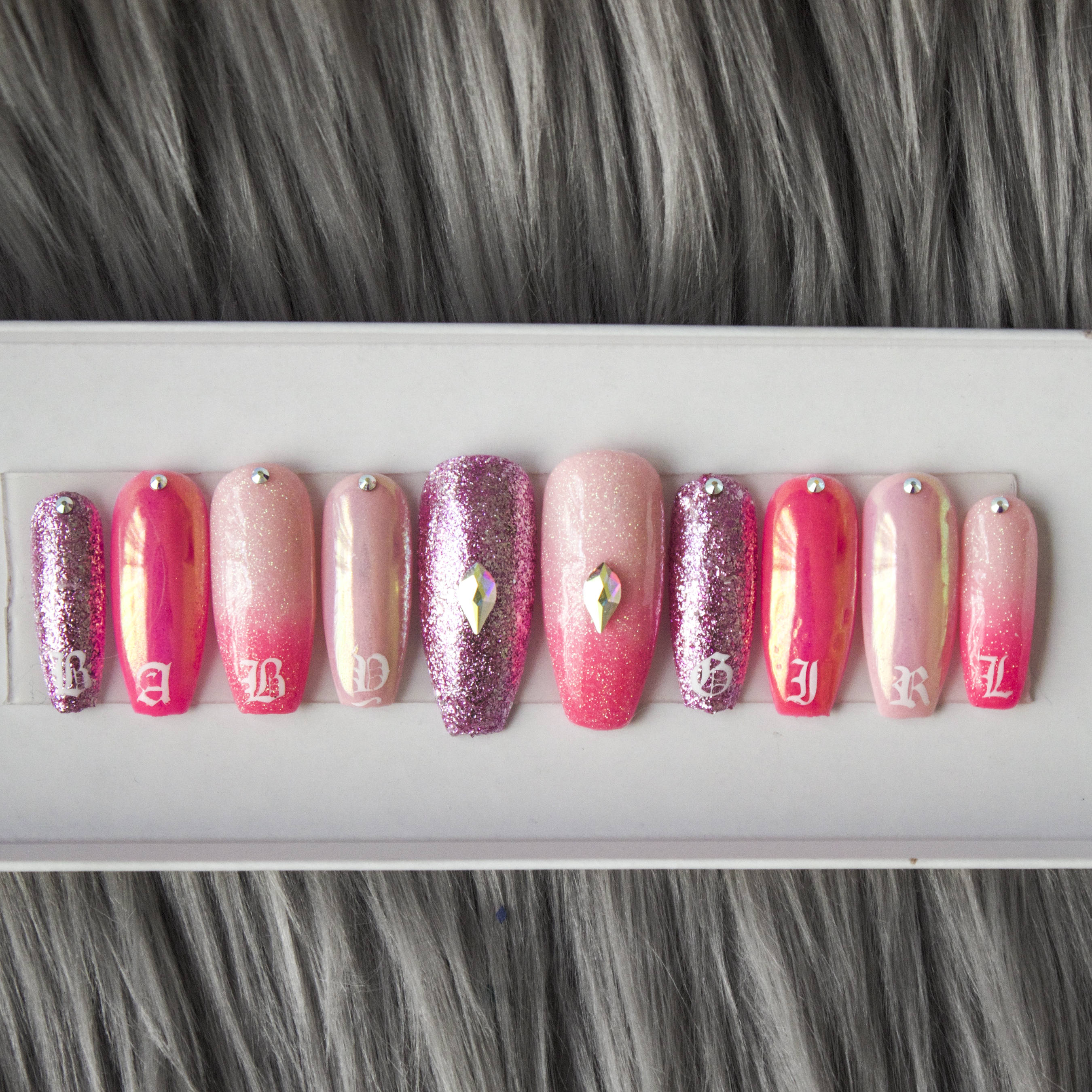 Pink Babygirl Nail Set Press on Nails Any Shape or Size