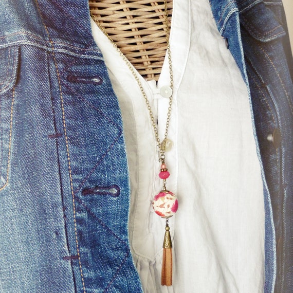 Liberty necklace, Tassel necklace, Long boho necklace, Liberty jewelry, Vegan necklace, Long tassel necklace, Free shipping, Spring trends