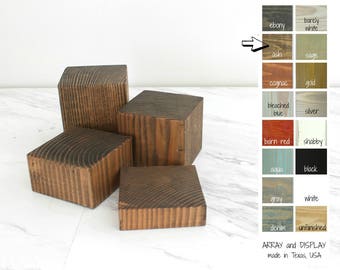 Wood Jewelry Displays Platforms Risers Set of 4, Wood Platforms, Wooden Block Risers, Craft Show Booth Displays, Retail Fixtures