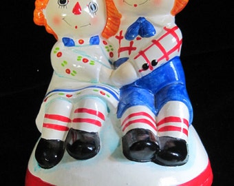 Music Box, Raggedy Ann & Andy, Music Figurine, Sankyo, Made in Japan, Vintage