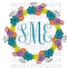 Floral Wreath Monogram Flower Wedding Initials Print Cut Invitations HTV T Shirt Transfer Vinyl Design Decor DXF SVG