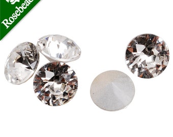 20PCS 12mm White Cushion Cut Foiled Crystal Round Fancy Stone Crystal Faceted Stone 10025327