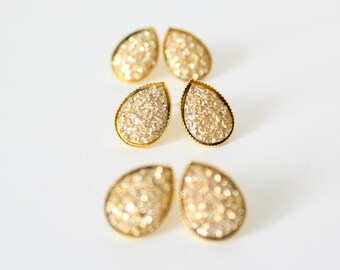 Gold teardrop earrings - gold studs - gold bridesmaid earrings - gold bridesmaid jewelry - bridesmaid gift- gold bridal studs - gift for her