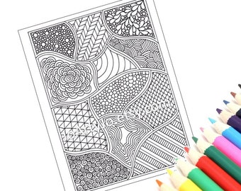 Coloring Page Zentangle Inspired Printable Instant Download, Page 54