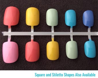 Rainbow Pastel Press On Nails | Short Fake Nails | Pastel Nails | Cute Nails | Ongles Faux | Uñas Postizas | Plain Color Nails | DIY Nails