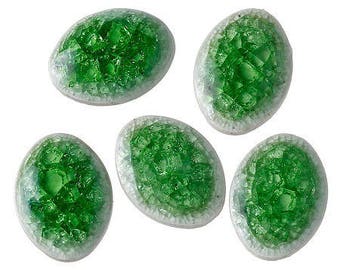 2 ceramic cabochons cracked green 18 * 13mm