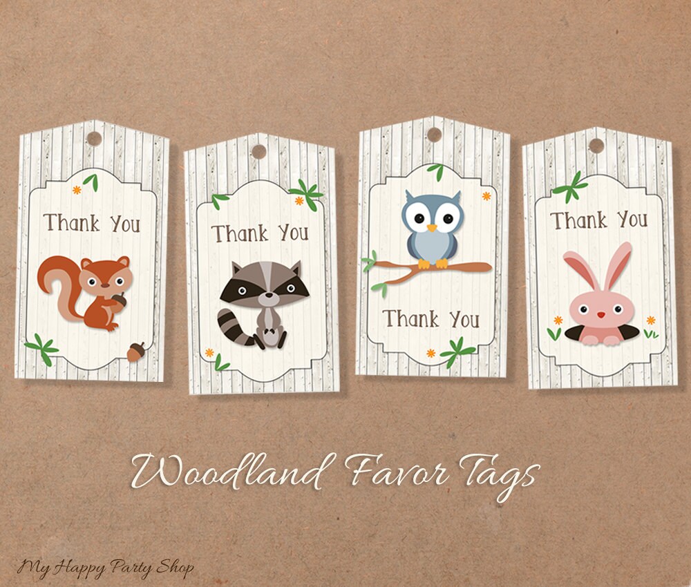 Woodland Favor tags Thank You Tags Birthday Baby Shower
