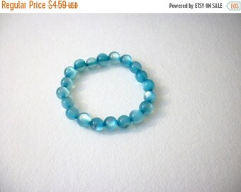 ON SALE Retro Blue Moon Glow Beads Stretch Bracelet 82116