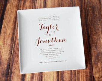 Wedding Gift, Marriage Gift, Couples Gift, Bridal Shower Gift - Personalized Wedding Invitation Plate - Large Plate - 10 x 10 - Gift Boxed