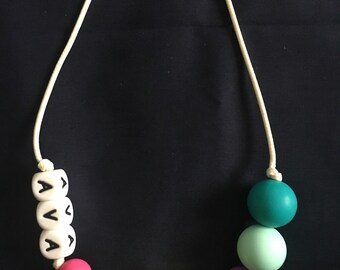 Personalised Teethin necklace bright - ANY NAME AVAILABLE see other styles