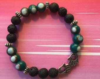 Hamsa Lava Rock bracelet