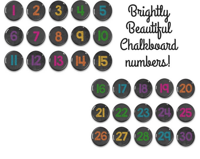 Christmas sale Colored Chalkboard Calendar Number Magnets - Counting Practice - Early Math - Educational - Preschool Learning - Classroom -
