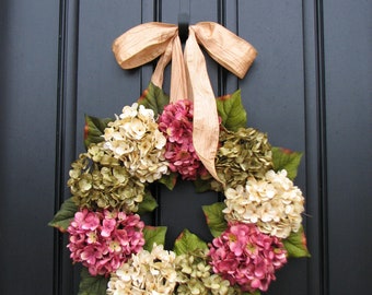 Summer Hydrangea Wreath, Hydrangea Wreaths, Summer Front Door Wreaths, Door Wreaths for Summer, Front Porch Wreaths