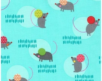 Mice on Blue (Garden) from Robert Kaufman's Creatures and Critters 3 Collection
