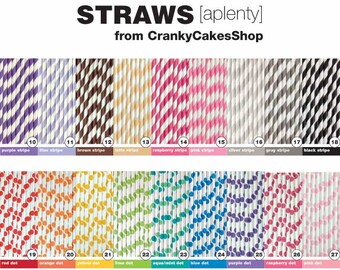 25 Paper Straws, You Pick Colors, Paper Party Straws, Drinking Straws, Wedding Straws, Birthday Party Paper Straws, Bulk Straws, Party Decor