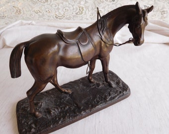 Vintage Metal Horse with Saddle Fine Detail Fratin Reproduction