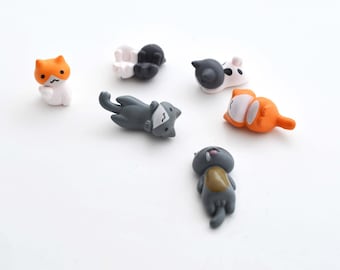 6 PC Orange White Gray Lazy Cat Kitty Kittens Hanging Miniature Garden Plants Terrarium Doll House Ornament Fairy Decoration az8017