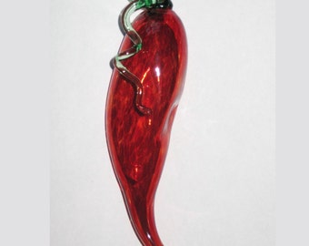 Chili Pepper Blown Glass Ornament 4 to 5 inches FREE SHIPPING