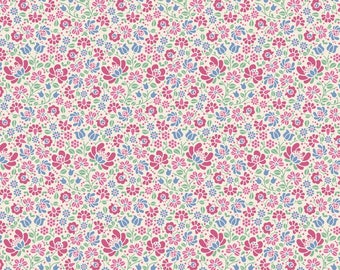 Tilda Designs Cottage Collection in Sigrid Plum, Floral Pattern, Busy Fabric, Bright Colored Fabric