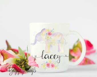 Personalized Elephant Mug/Wedding Gift/Anniversary Gift/Honeymoon Gift/Christmas Gift/Elephant Brithday Gift/Elephant Coffee Cup