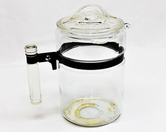 Vintage Pyrex Percolator, Glass Coffee Pot, Flameware Coffee Pot 7826B