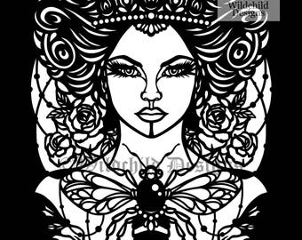 Queen Bee Papercutting Template, Vinyl Template, Personal Use, SVG, JPEG, Queen Bee Paper Cutting Template, by Wildchild Designs, Princess