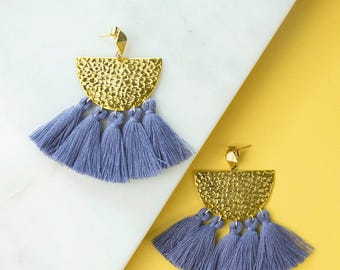 Lavender Fringe Earrings, Tassel Earrings, Boho Earrings, Modern Earrings, Statement Earrings, Drop Earrings, Purple Earrings, Gifts for her