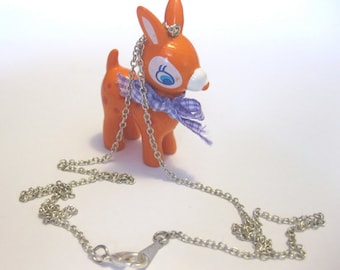 Mini bambi deer on 18 inch silver chain